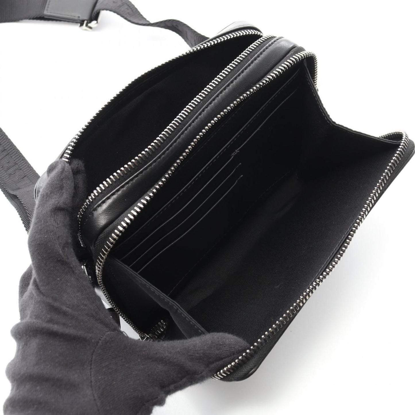 Christian Dior Black Gray Pvc Coated Canvas Leather Messenger Bag Shoulder Bag ()