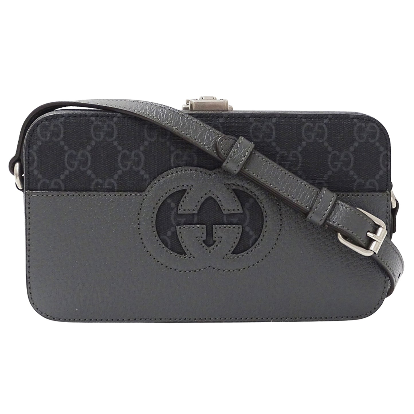 Gucci Black Gray Gg Supreme Canvas Shoulder Bag ( )