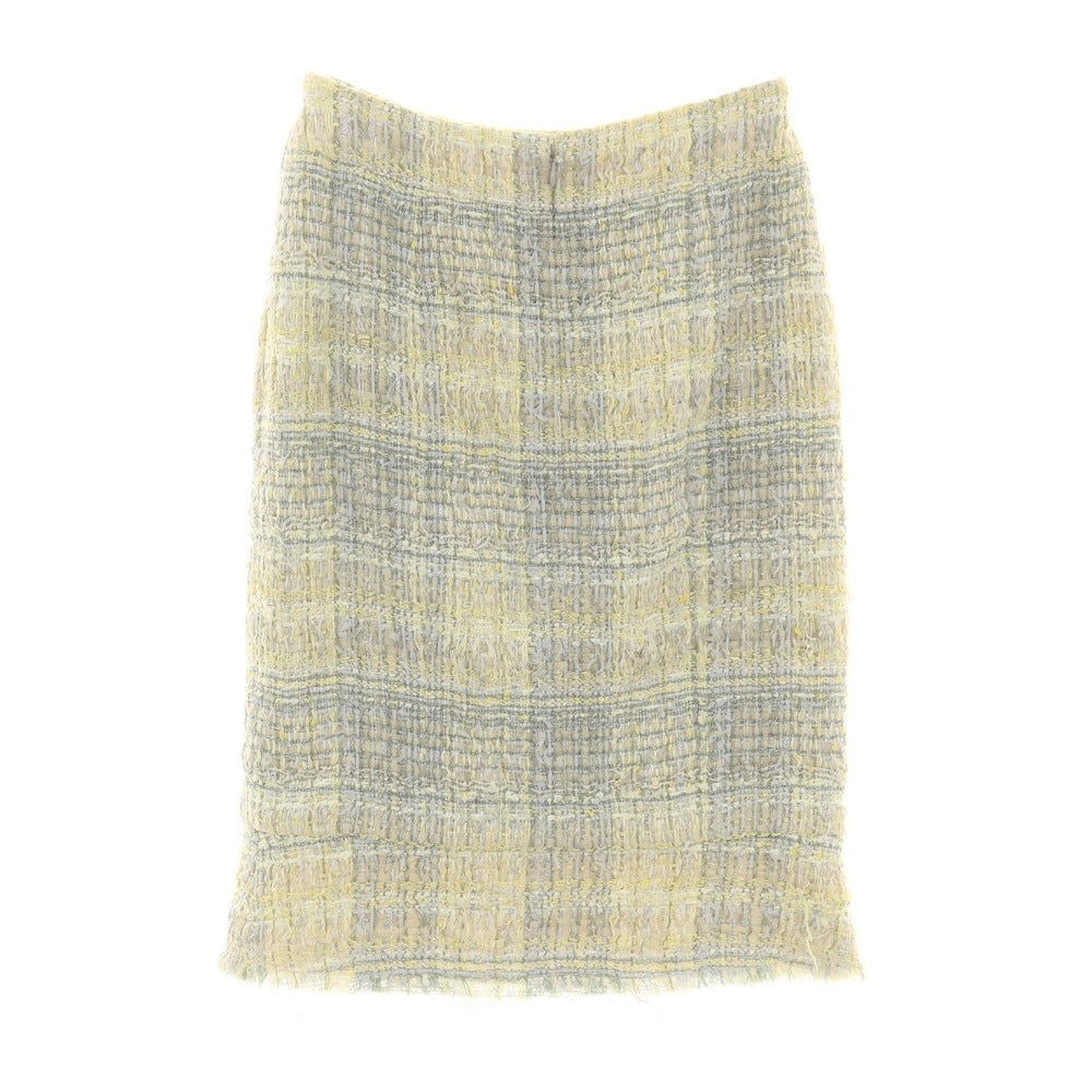 Chanel Rayon Nylon Cotton Wool Check Skirt