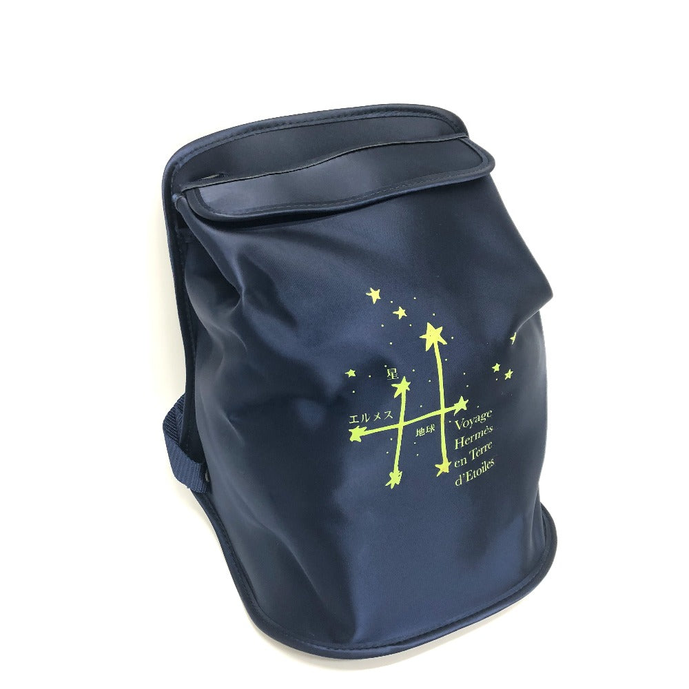 HERMES Backpack canvas blue Star Travel Exhibition 1999 Limited Sherpa Backpack Women  d