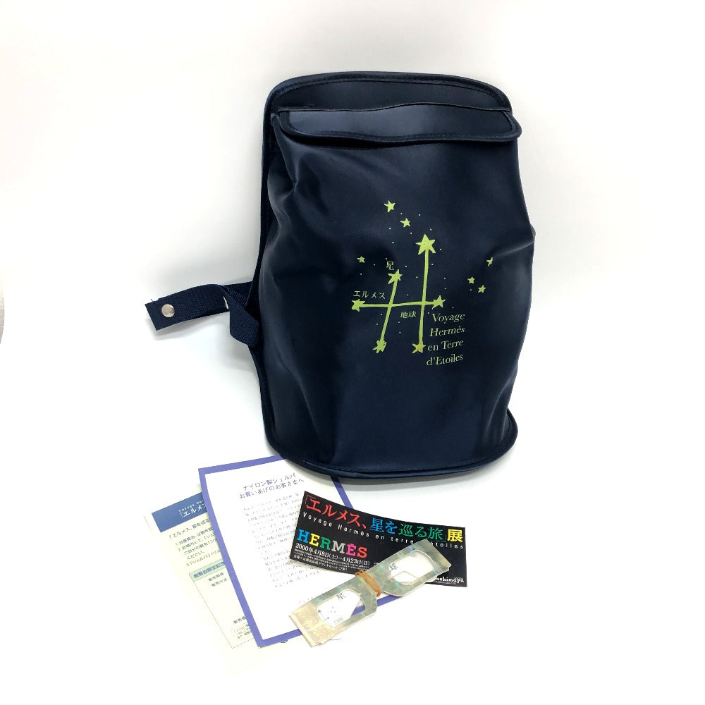 HERMES Backpack canvas blue Star Travel Exhibition 1999 Limited Sherpa Backpack Women  d