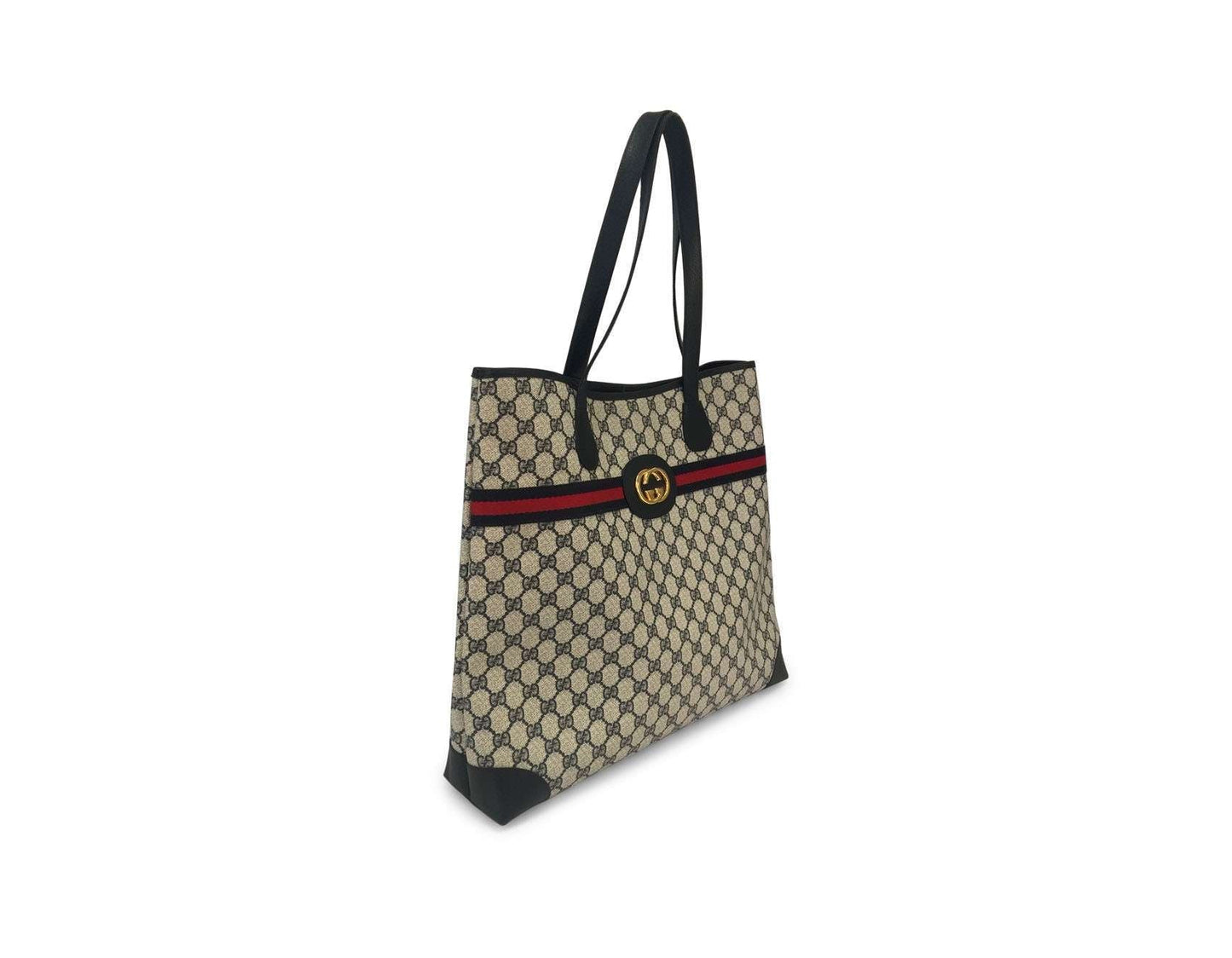 Gucci Navy Monogram Canvas Web   Large Tote Bag