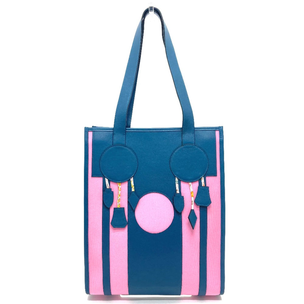 HERMES Tote Bag Leather / canvas Navy x pink Petit Ash dream Catcher Women  d