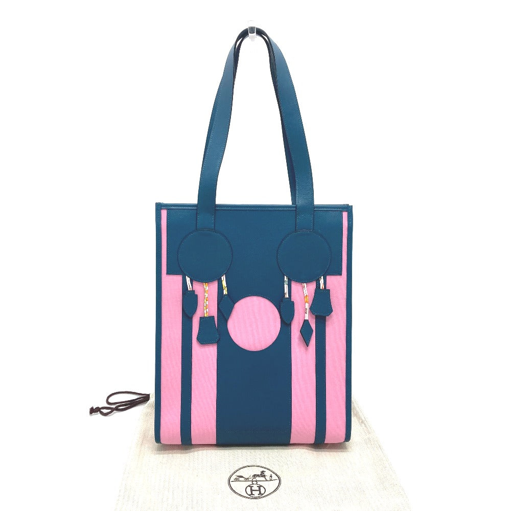 HERMES Tote Bag Leather / canvas Navy x pink Petit Ash dream Catcher Women  d