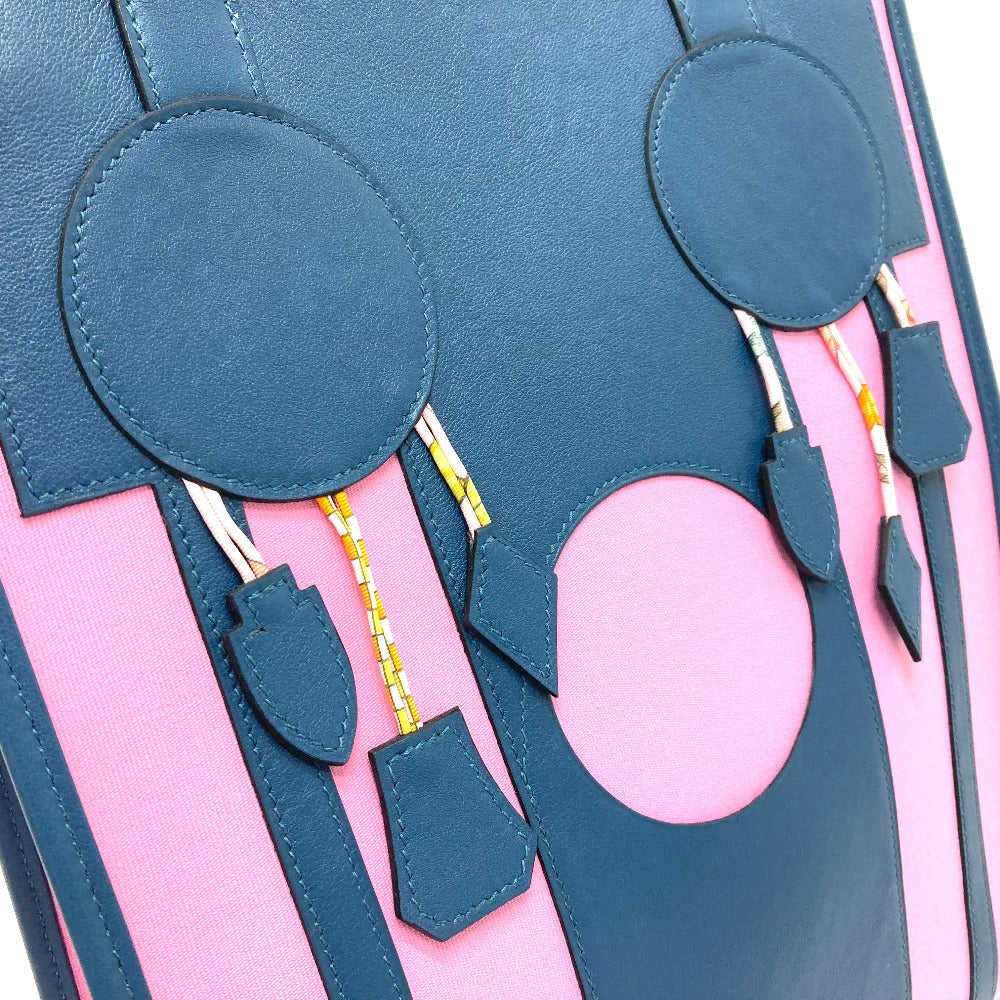 HERMES Tote Bag Leather / canvas Navy x pink Petit Ash dream Catcher Women  d
