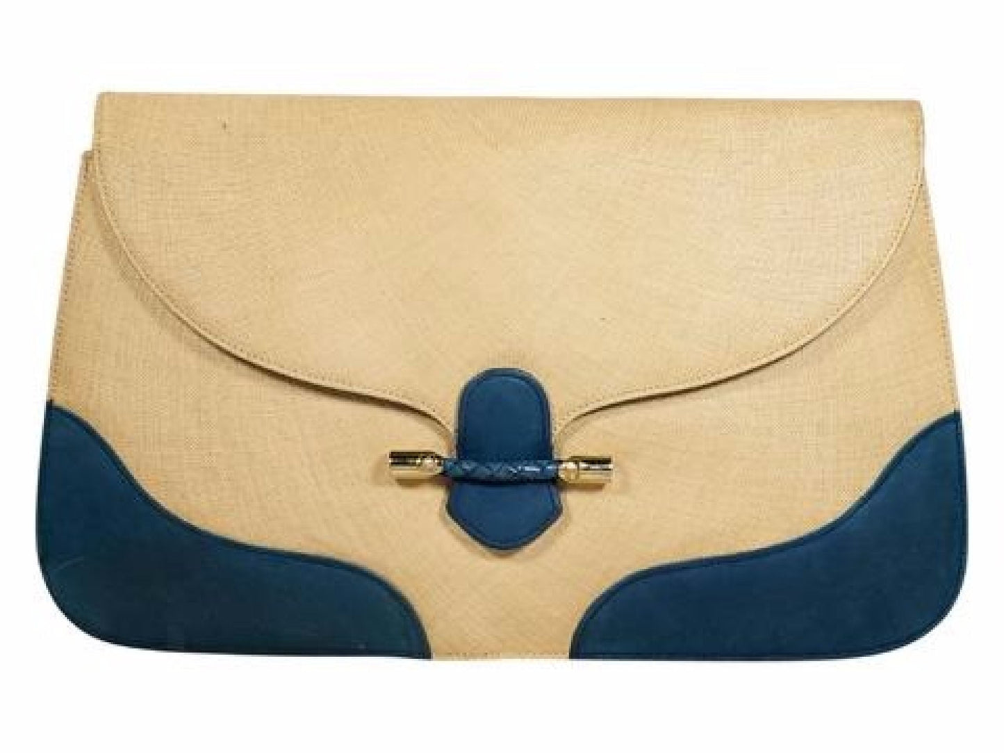 Tan & Blue   Gucci Leather Clutch