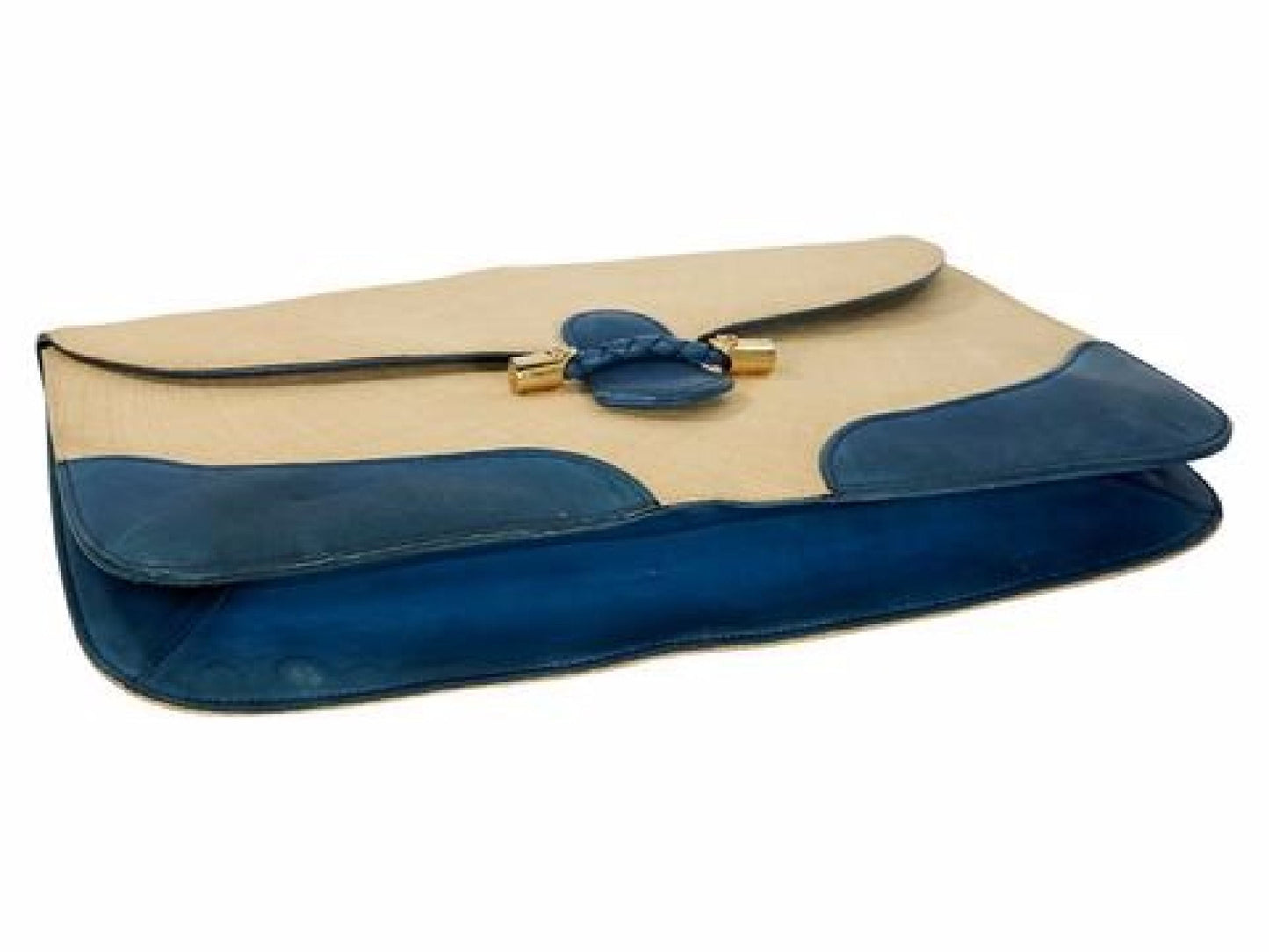 Tan & Blue   Gucci Leather Clutch