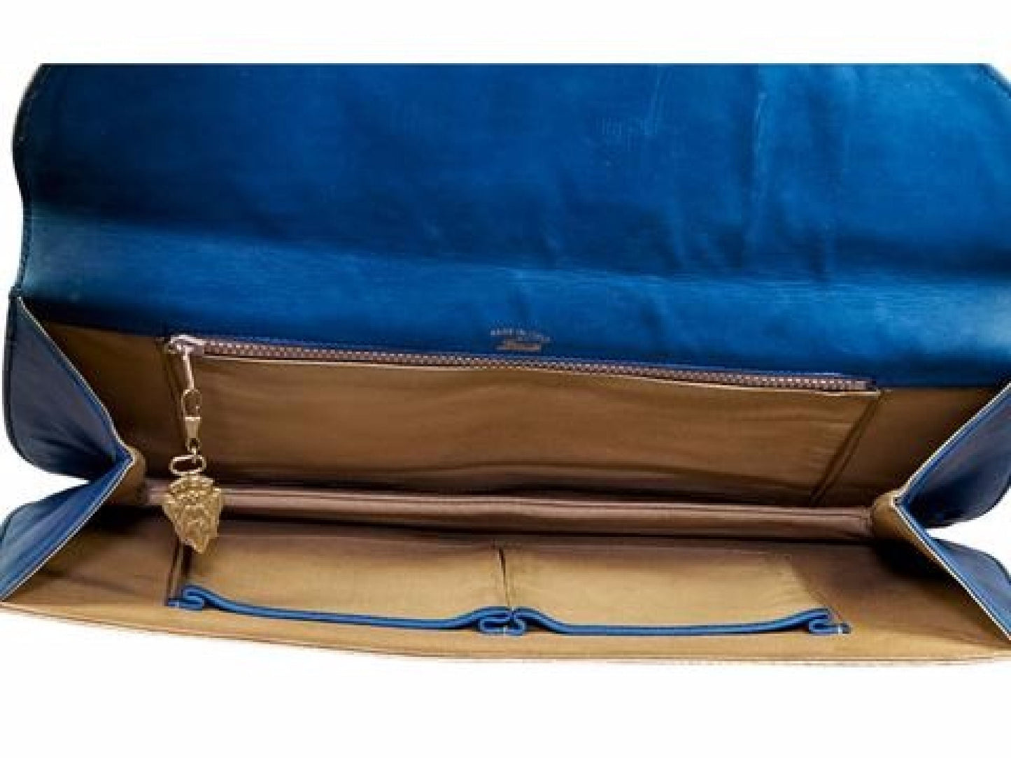 Tan & Blue   Gucci Leather Clutch
