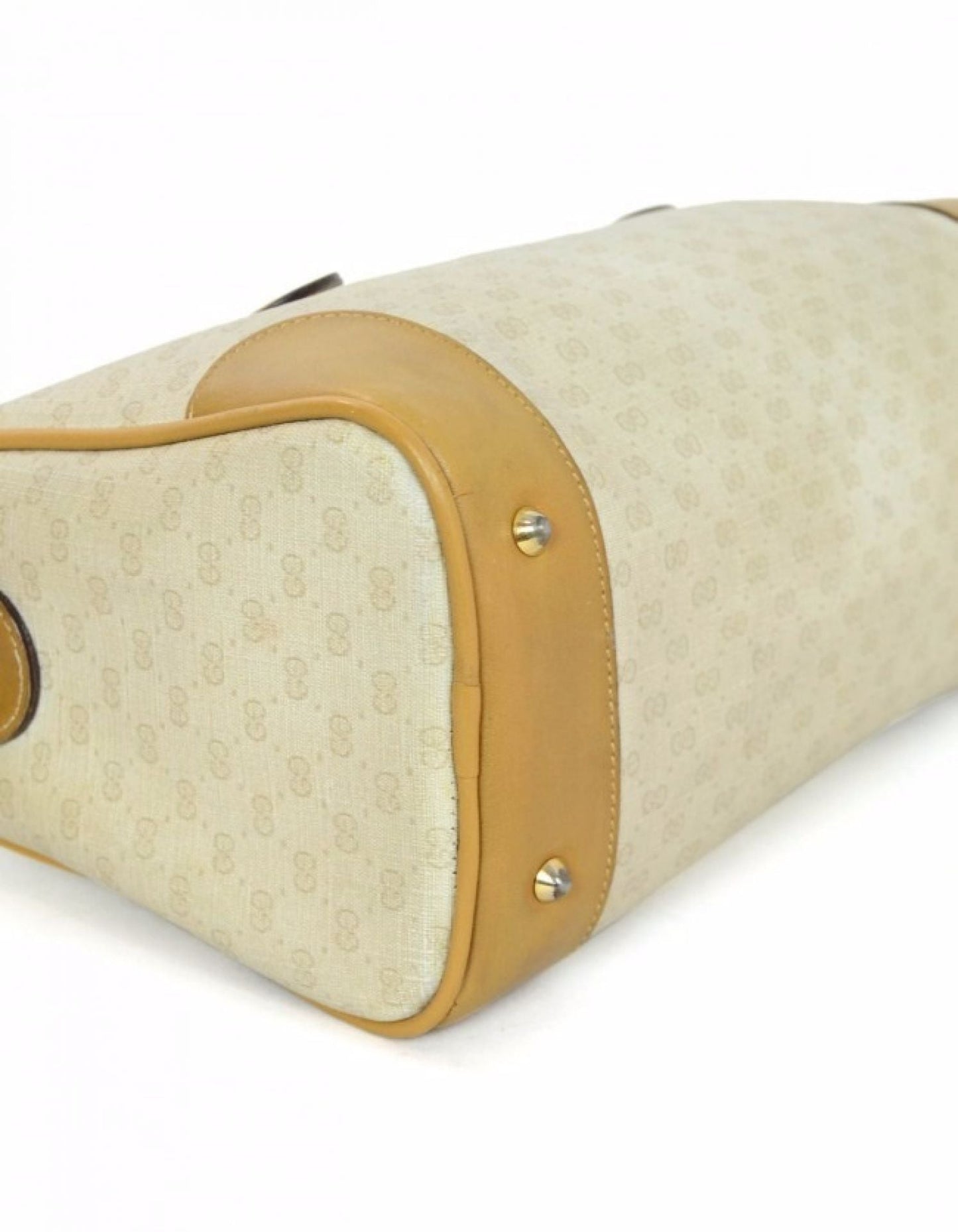 Gucci   Beige & Tan Monogram Boston Bag