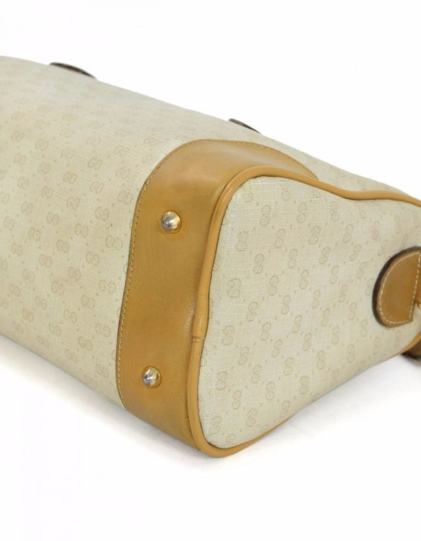 Gucci   Beige & Tan Monogram Boston Bag