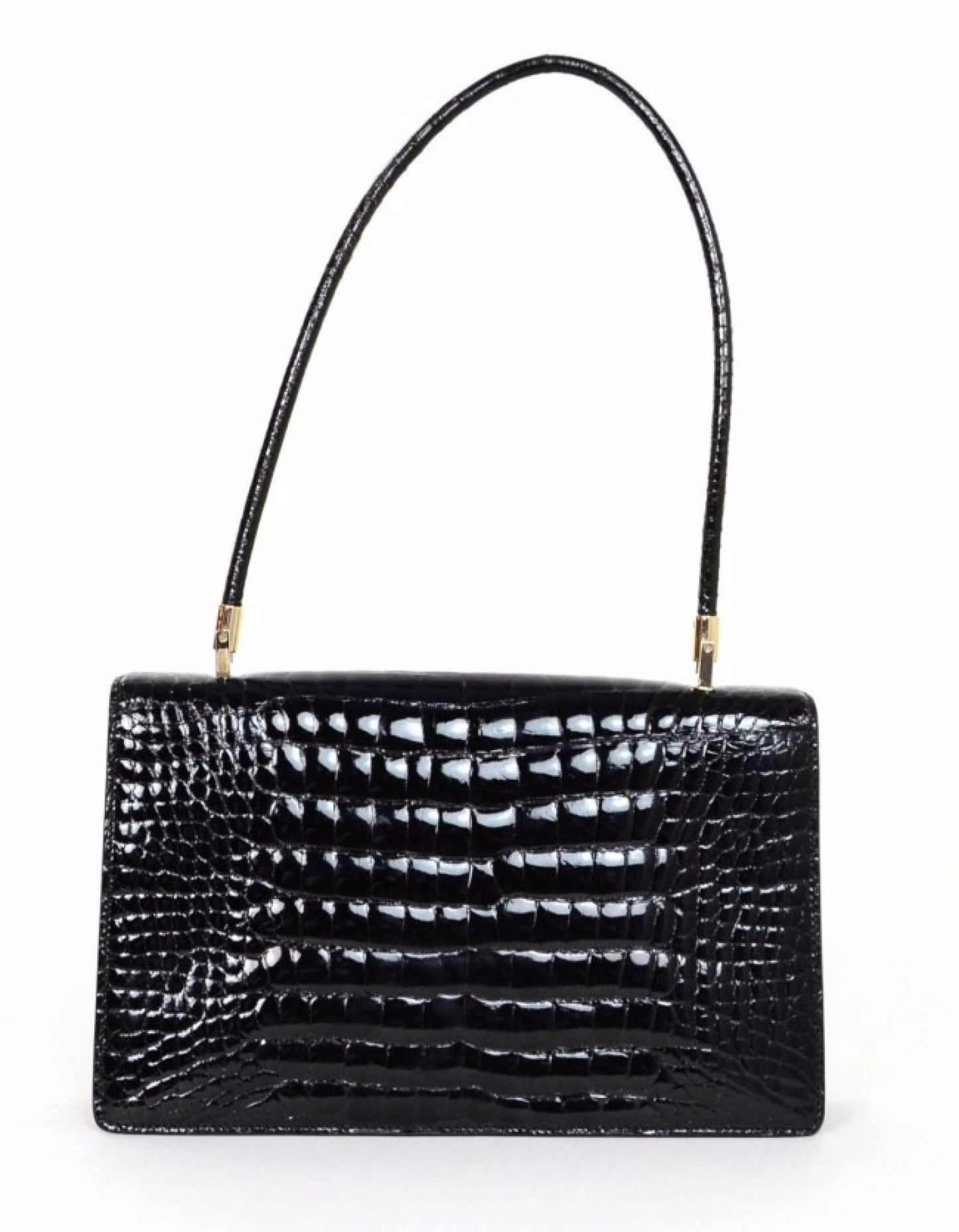 Gucci   Black Crocodile Flap Bag