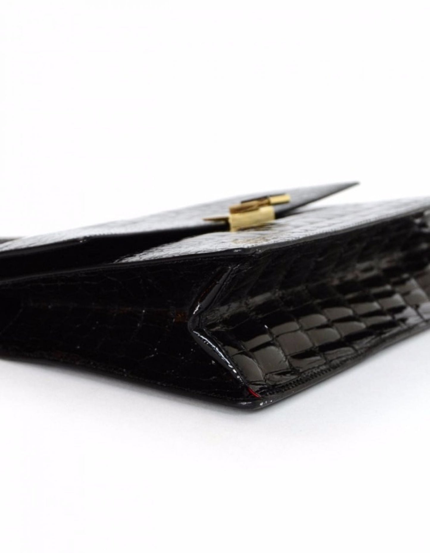 Gucci   Black Crocodile Flap Bag