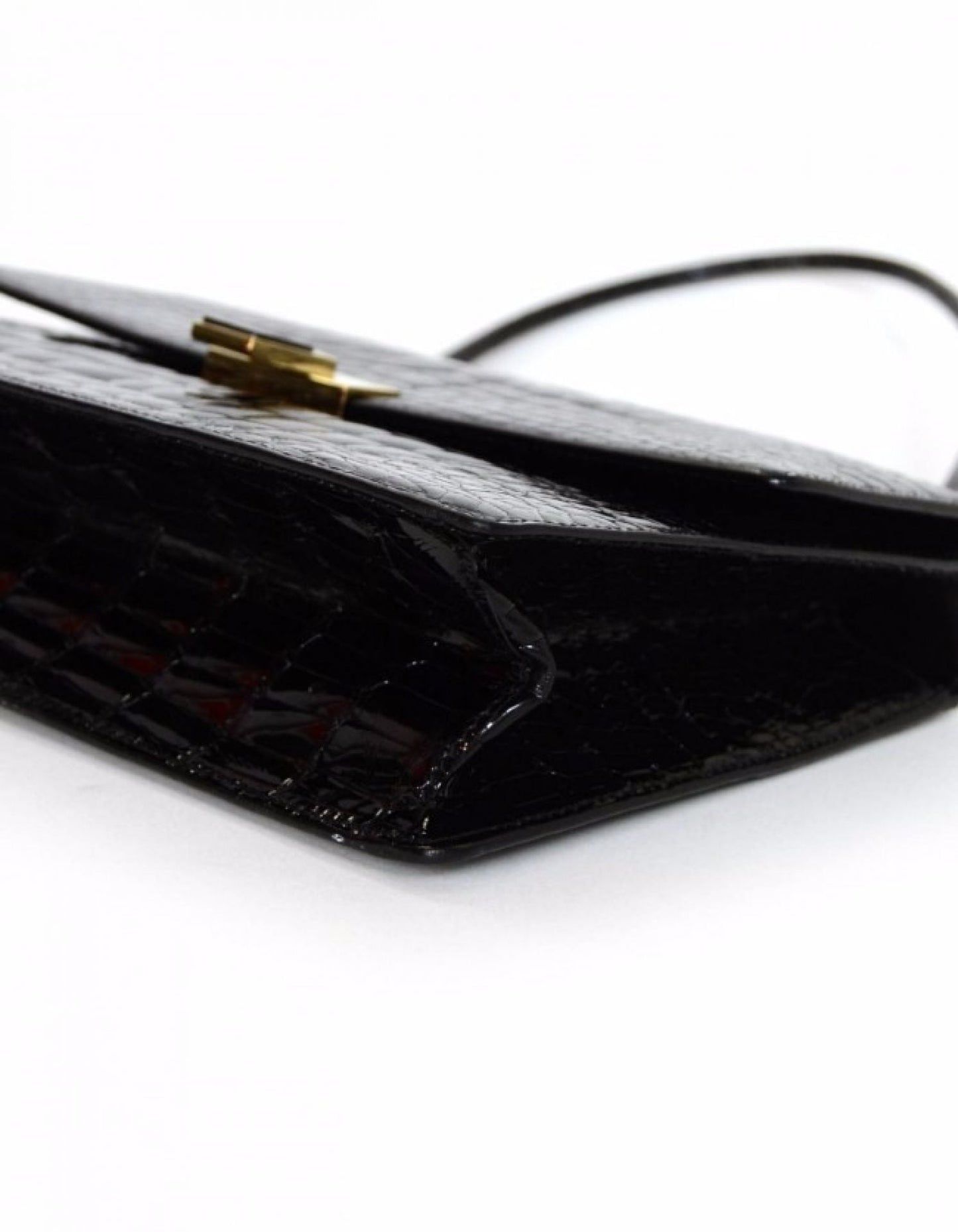 Gucci   Black Crocodile Flap Bag