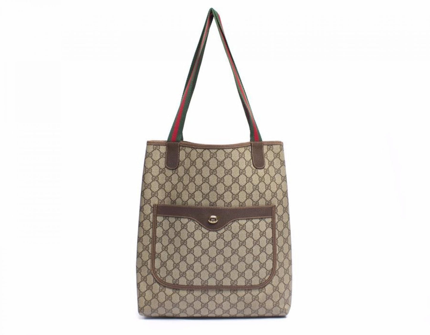 Gucci Beige Monogram Canvas   Web Handle Tote Bag