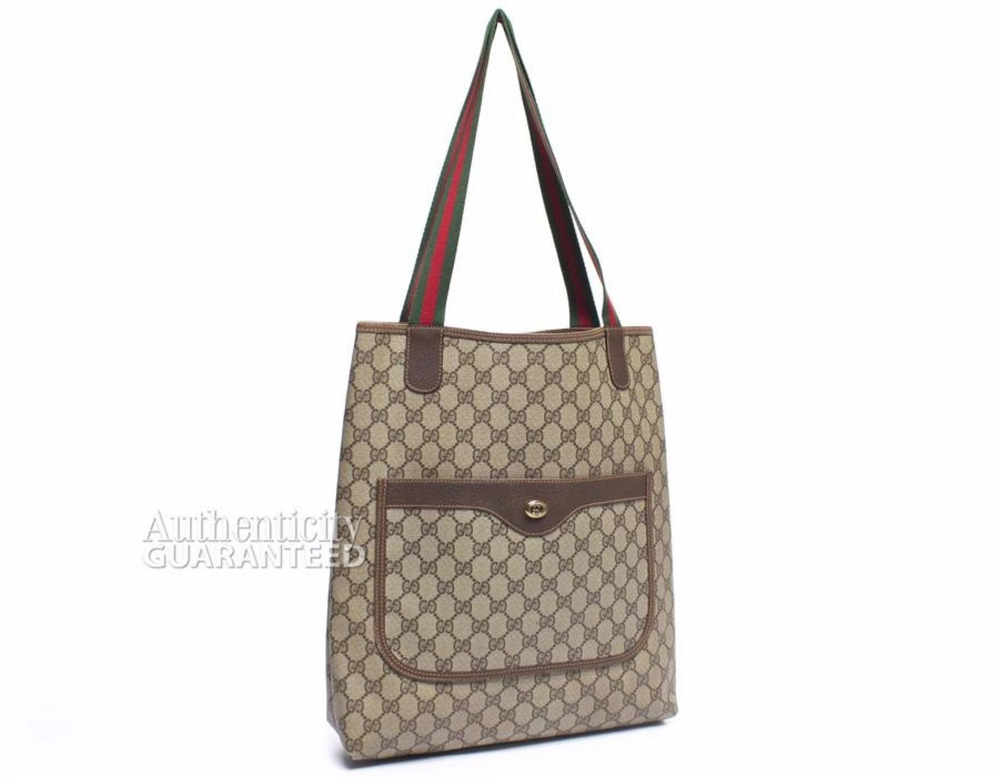 Gucci Beige Monogram Canvas   Web Handle Tote Bag