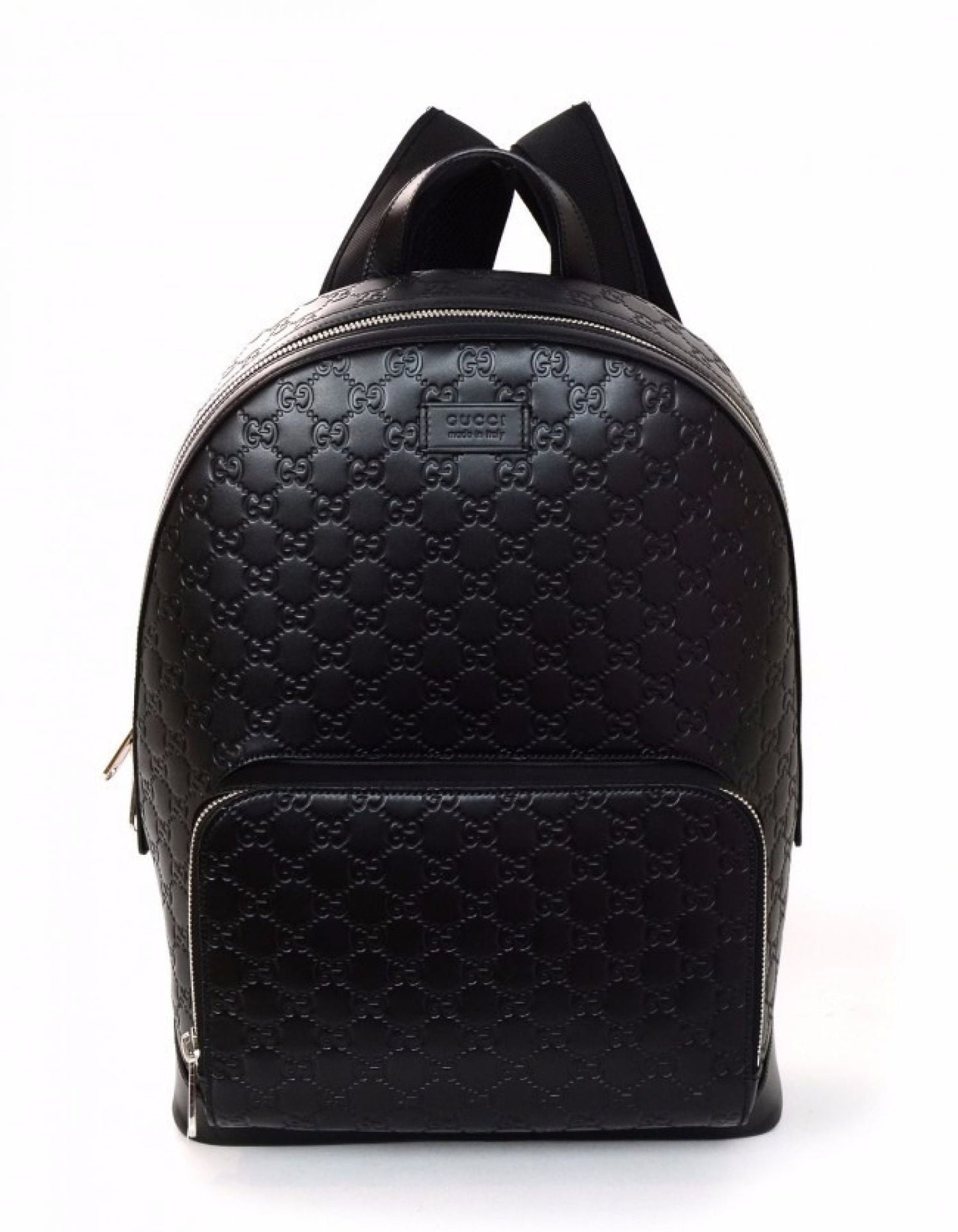 Gucci Black Embossed Leather Signature Backpack