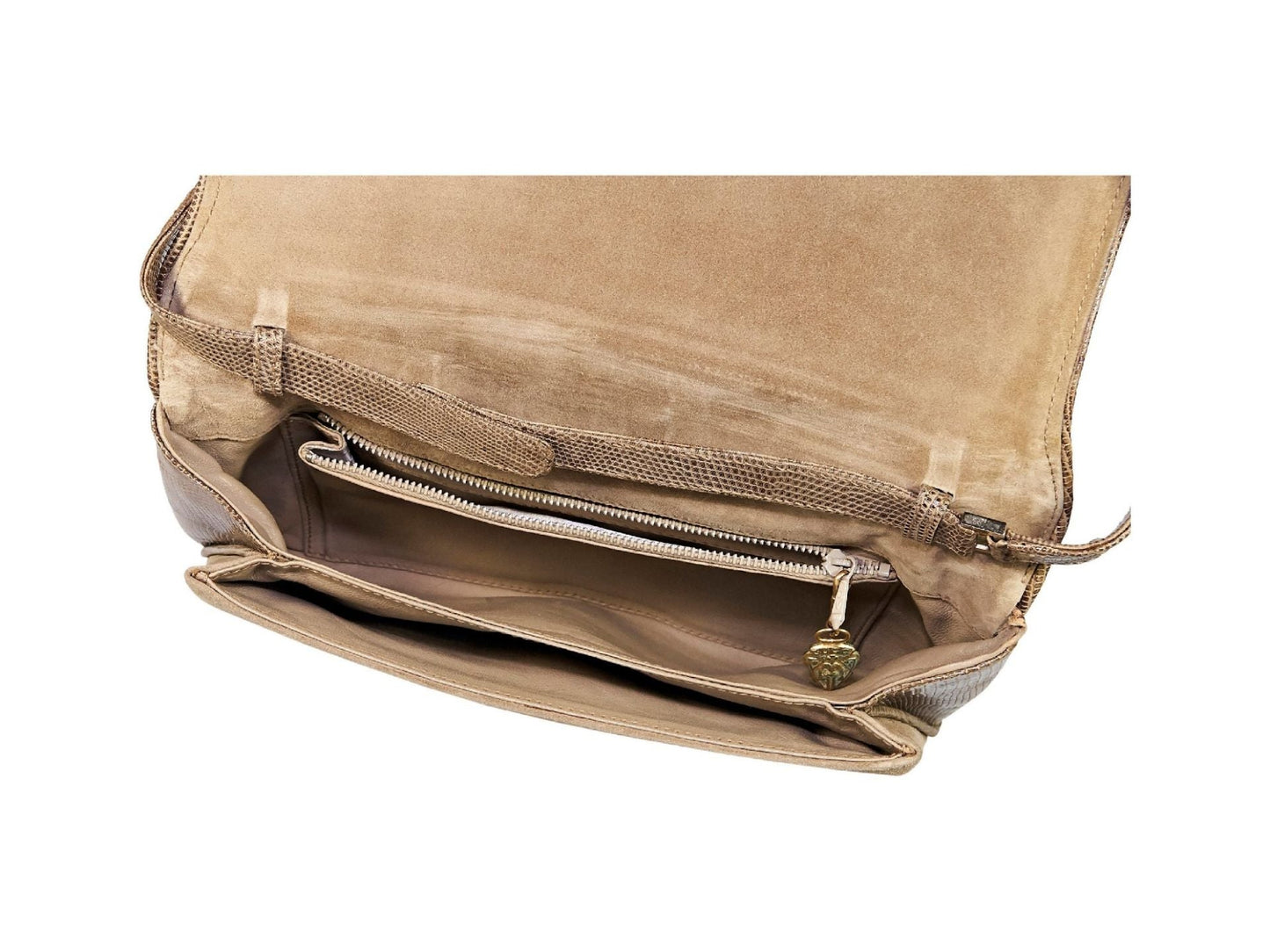 Tan   Gucci Suede & Crocodile Shoulder Bag