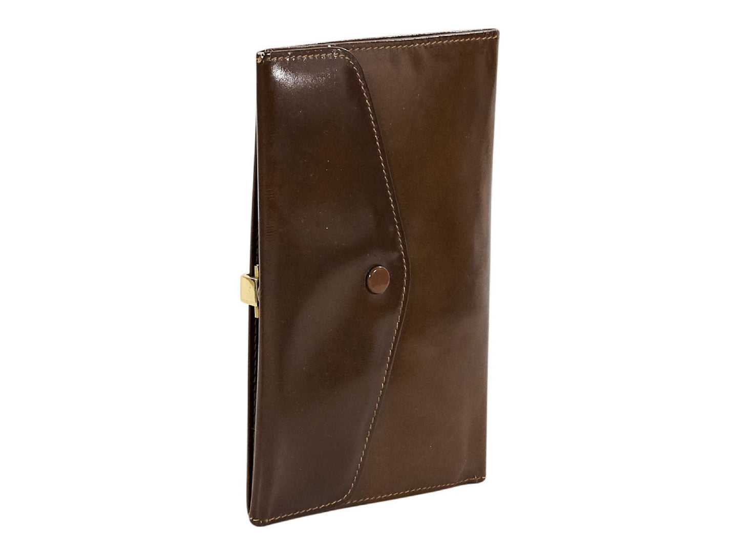 Brown   Gucci Patent Leather Slim Wallet