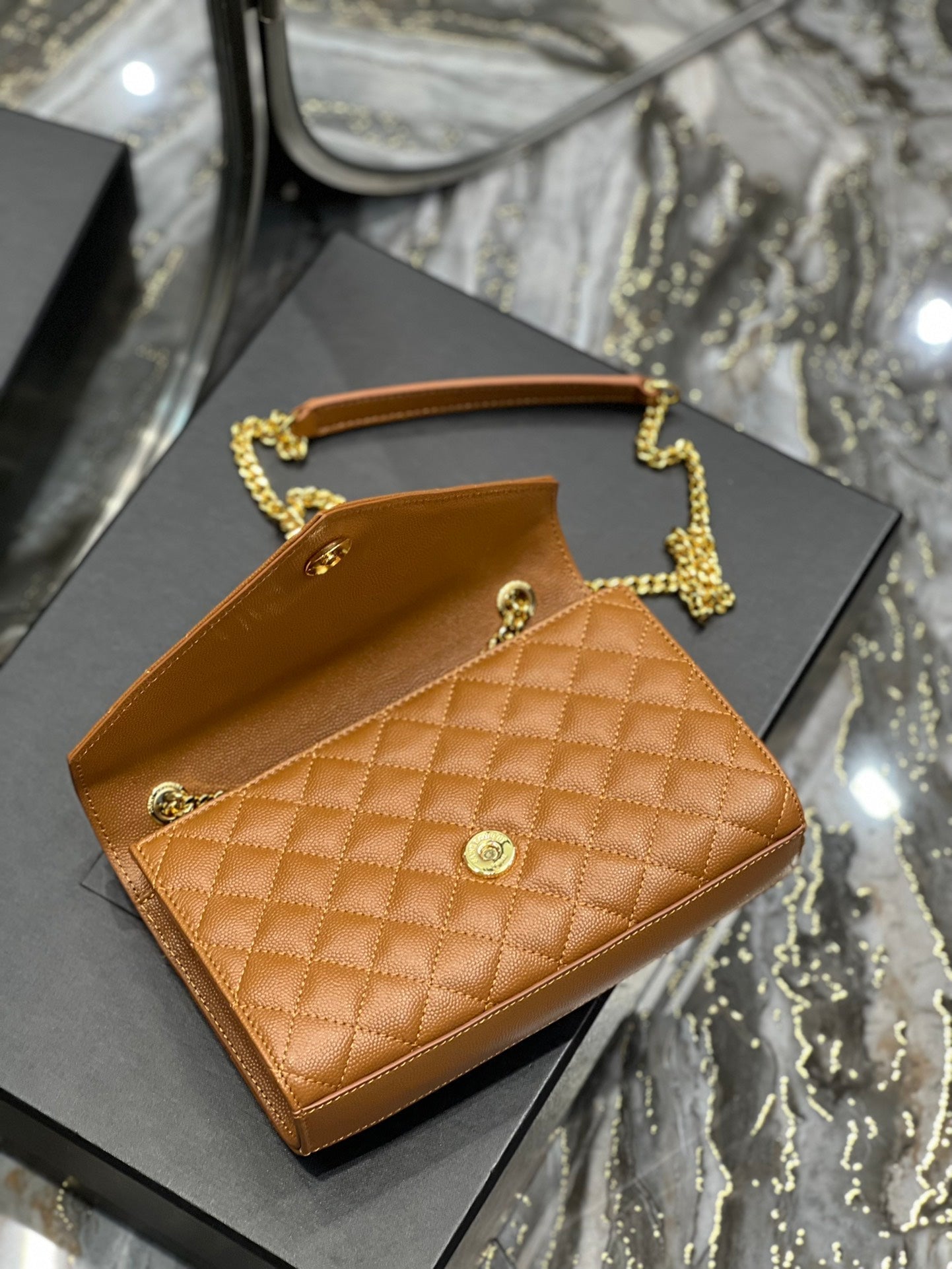 YSSL Small Bag Dark Natural In Mix Matelasse For Women 8in/21cm YSL 600195BOW919207