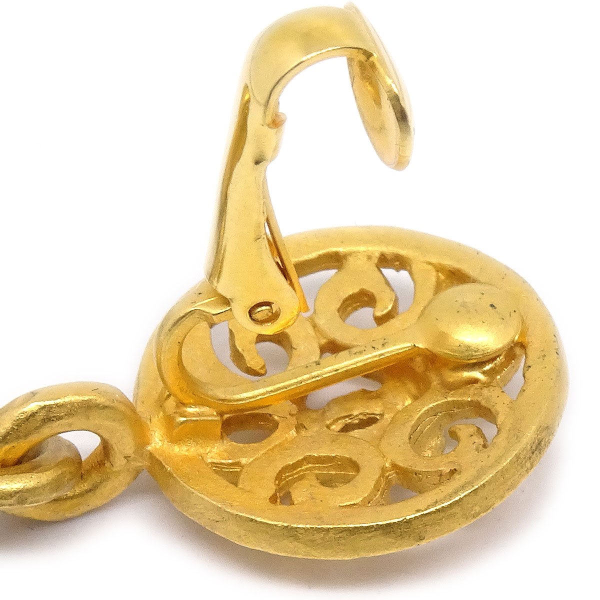 CHANEL 1995 Bell Dangle Earrings Clip-On Gold 39231