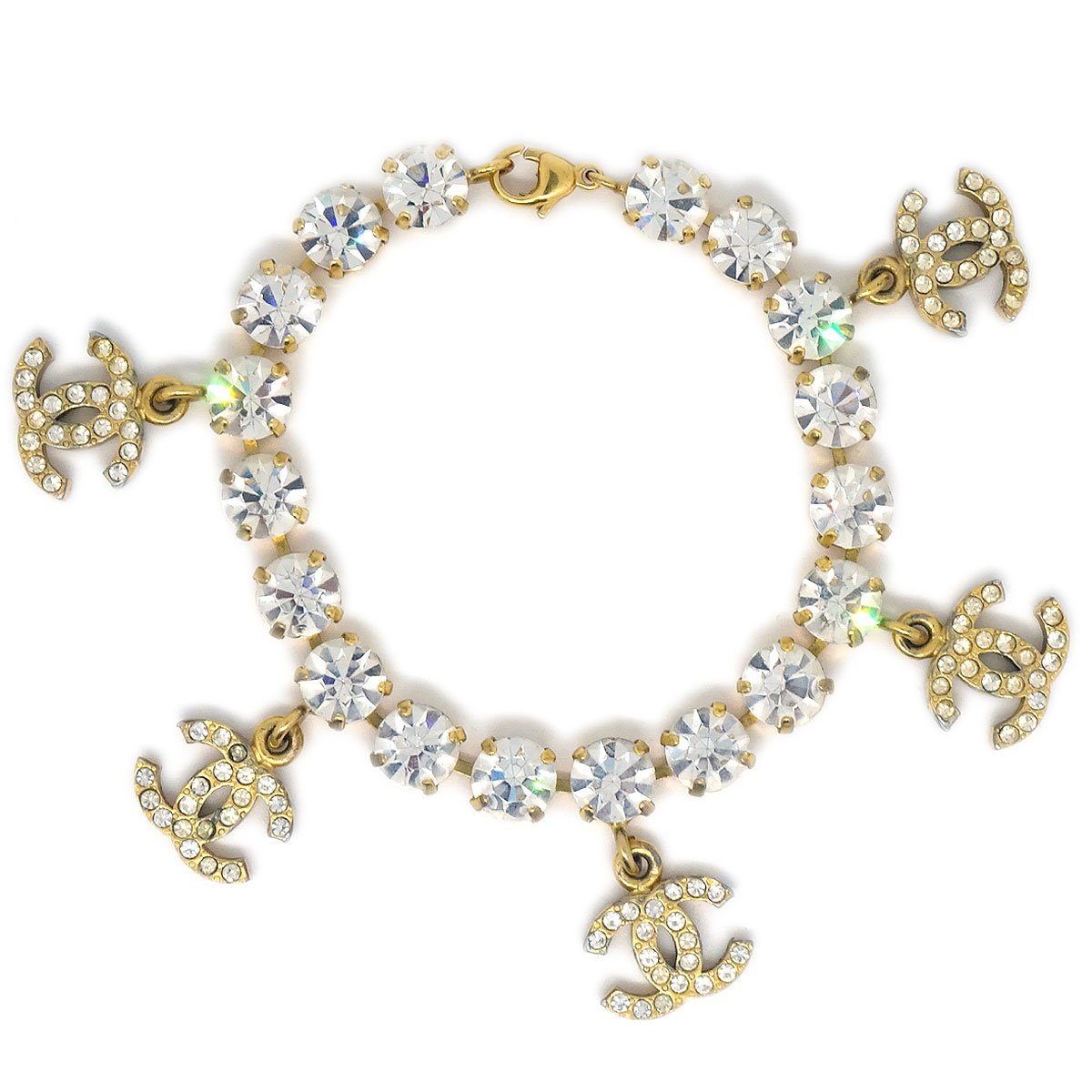 CHANEL 1996 Crystal & Gold CC Bracelet 90349