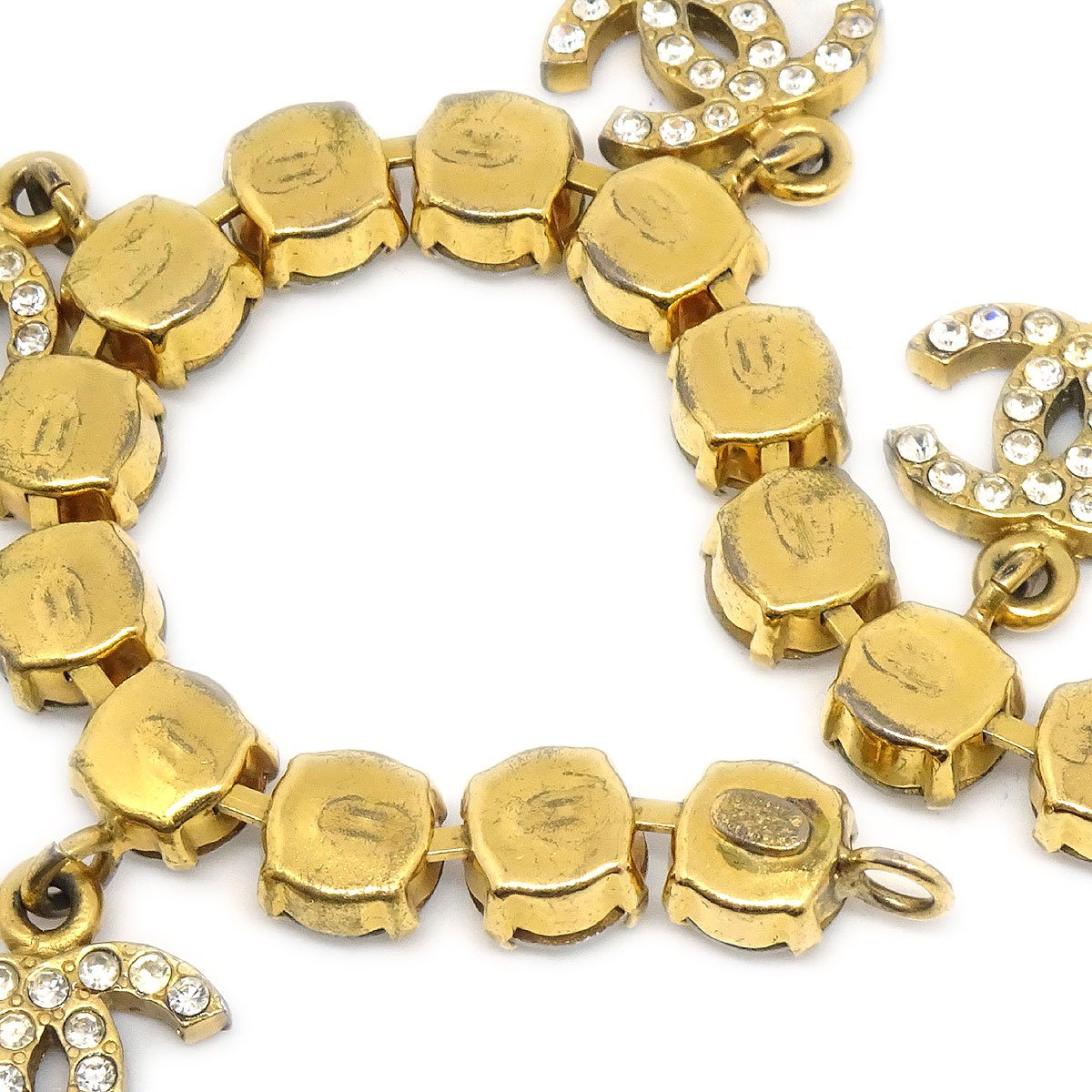 CHANEL 1996 Crystal & Gold CC Bracelet 90349