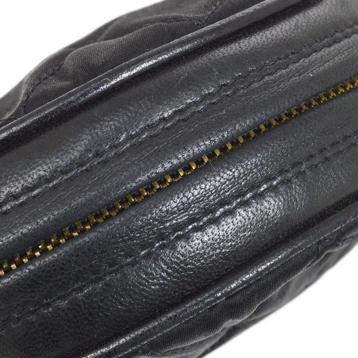 CHANEL 1989-1991 Round Shoulder Bag Black Satin