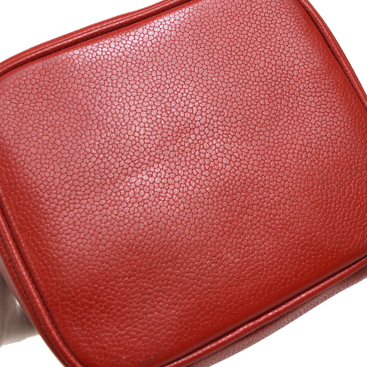 CHANEL Cosmetic Vanity Hand Bag Red Caviar 00317