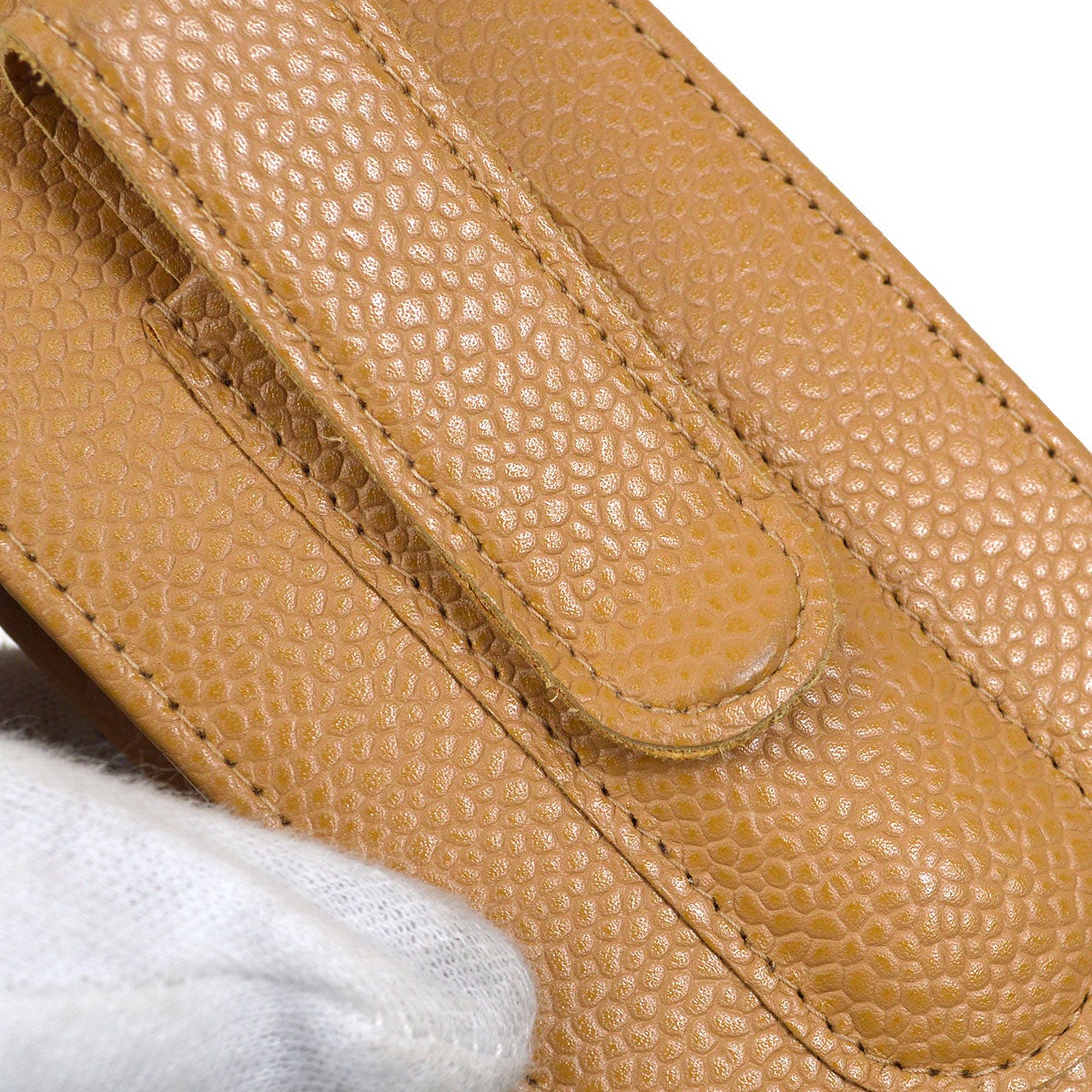 CHANEL 2003-2004 Beige Caviar Timeless Phone Case 01702