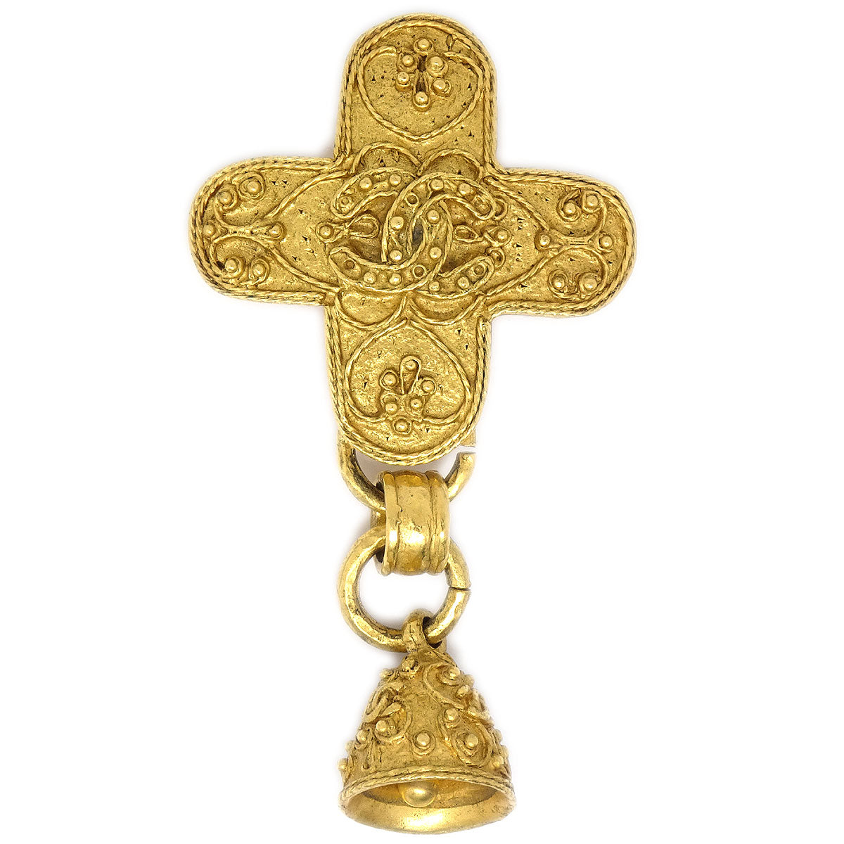 CHANEL 1994 CC Cross Bell Brooch 93599