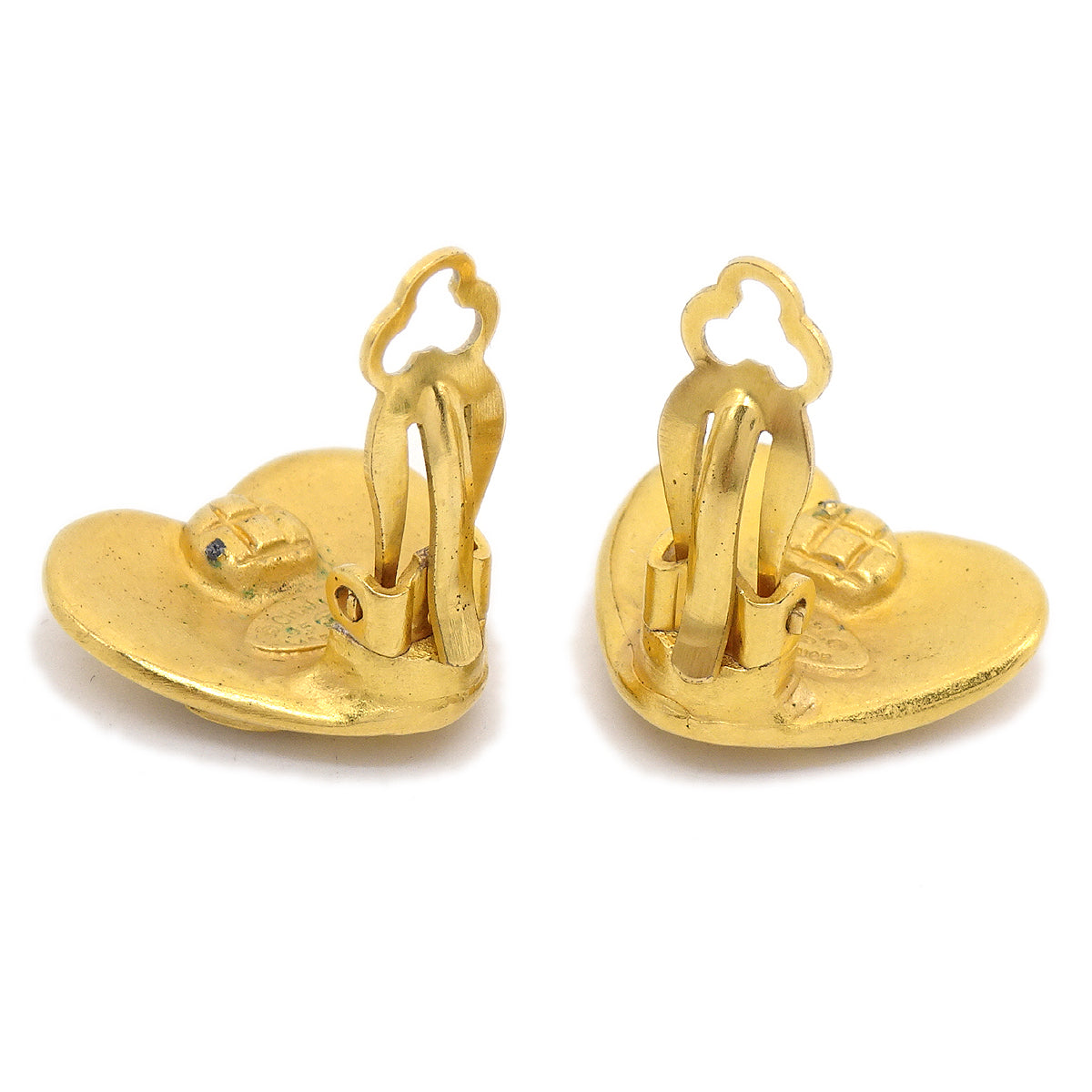CHANEL 1995 Heart Earrings Gold 24672