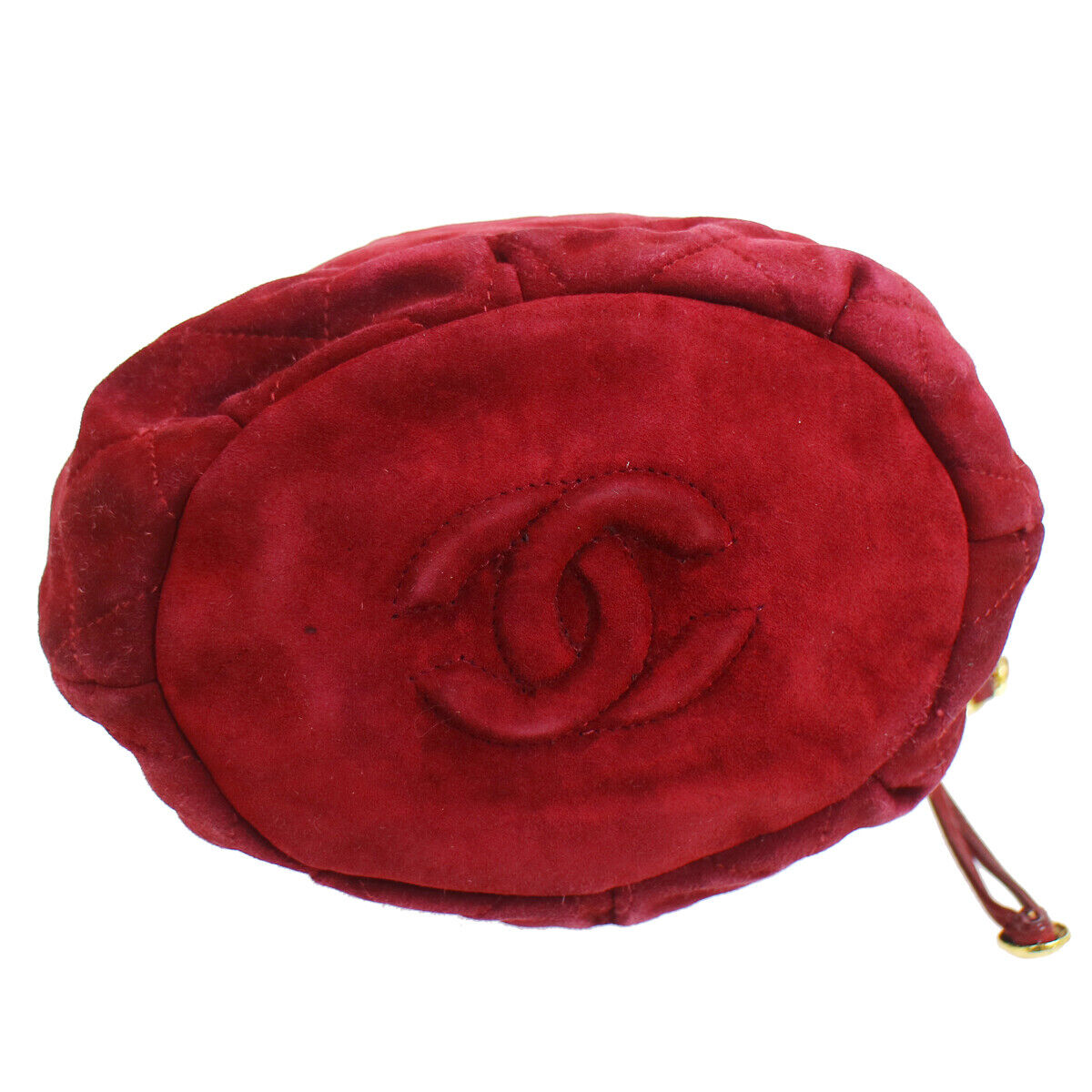 CHANEL 1986-1988 Bucket Bag Mini Red Suede 91407