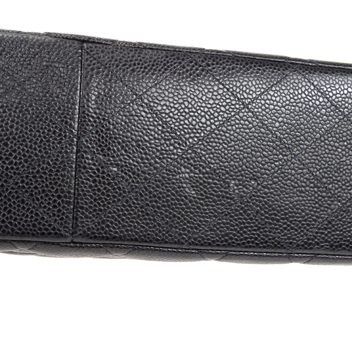 CHANEL Classic Flap Jumbo Double Chain Shoulder Bag Black Caviar 48598