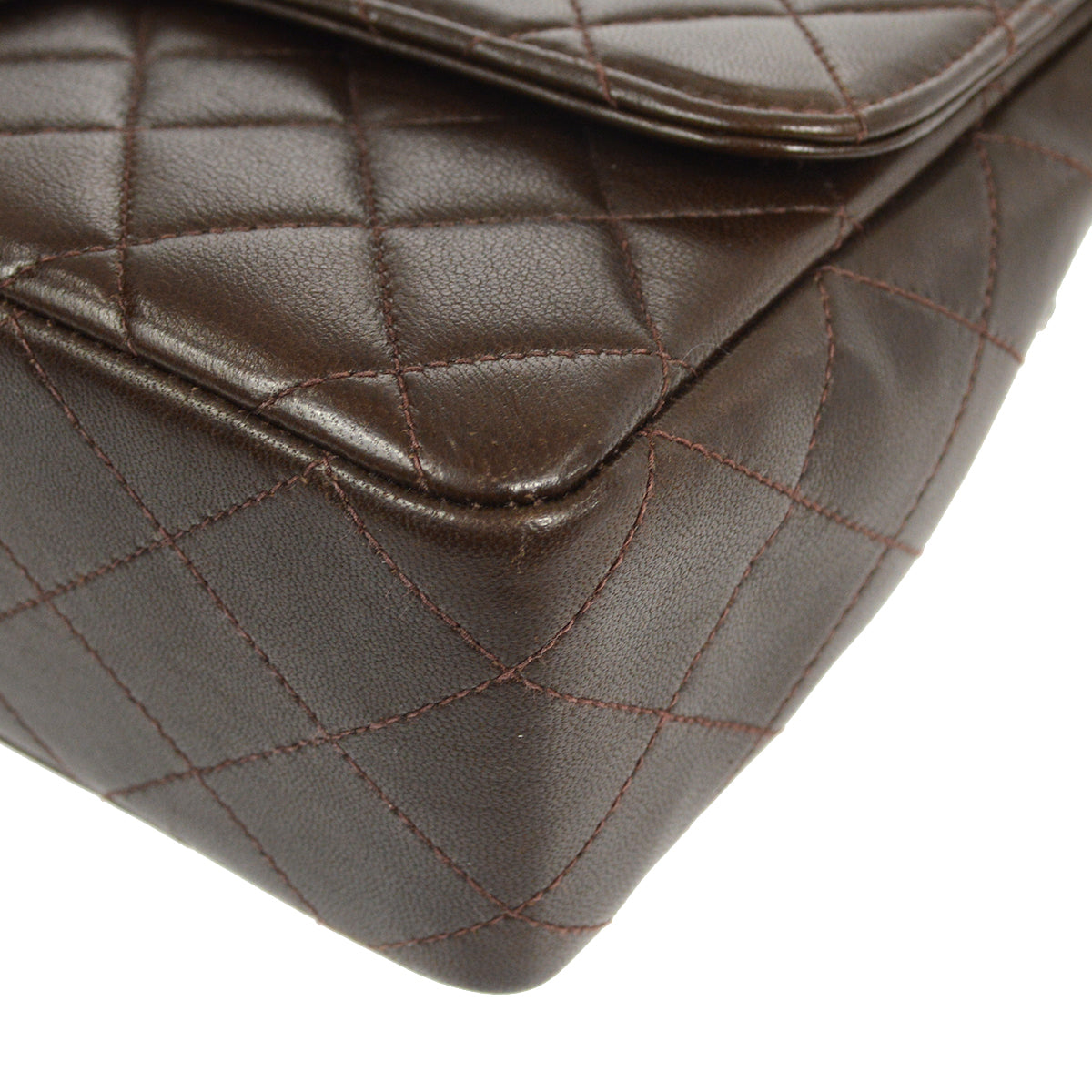 CHANEL 1994-1996 Classic Flap Handbag Set Brown Lambskin
