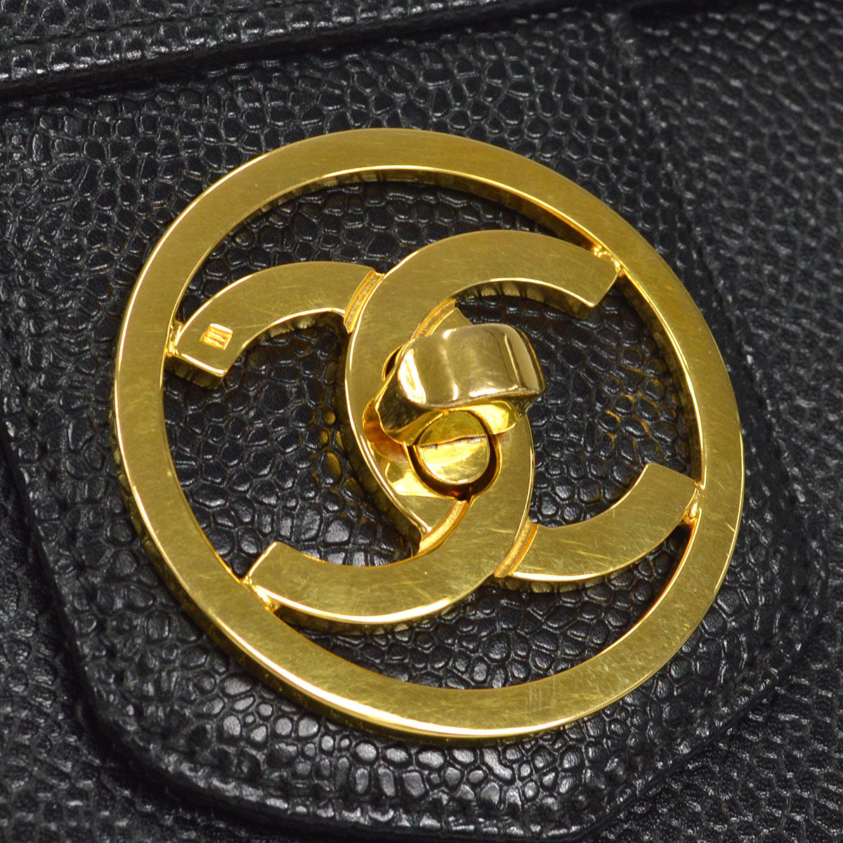 CHANEL 2way Cosmetic Vanity Shoulder Handbag Black Caviar 58150