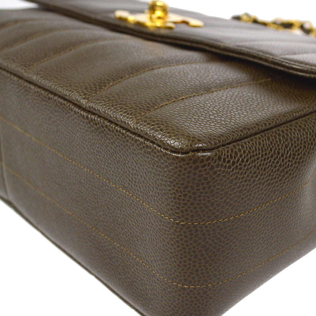 CHANEL 1994-1996 Big CC Vertical Straight Flap Jumbo Brown Caviar 86572