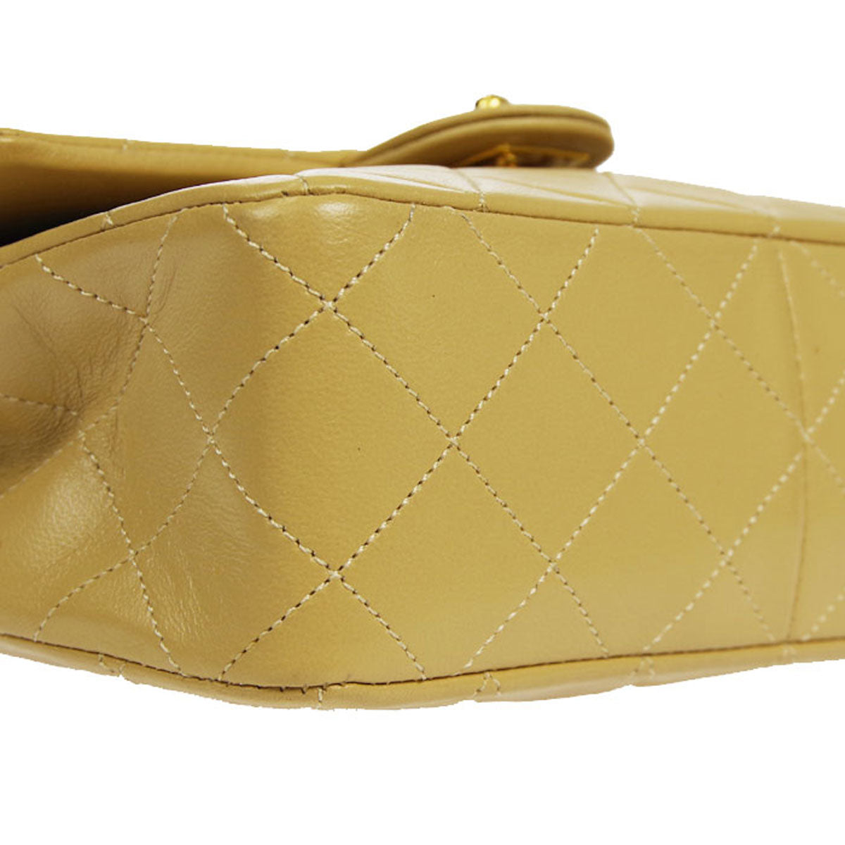 CHANEL 1989-1991 Classic Square Flap 20 Beige Lambskin 48362