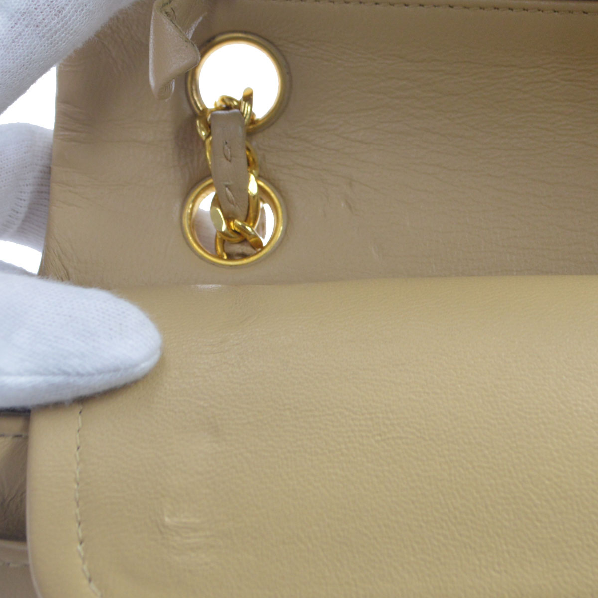 CHANEL 1989-1991 Classic Double Flap Small Beige Lambskin 56601