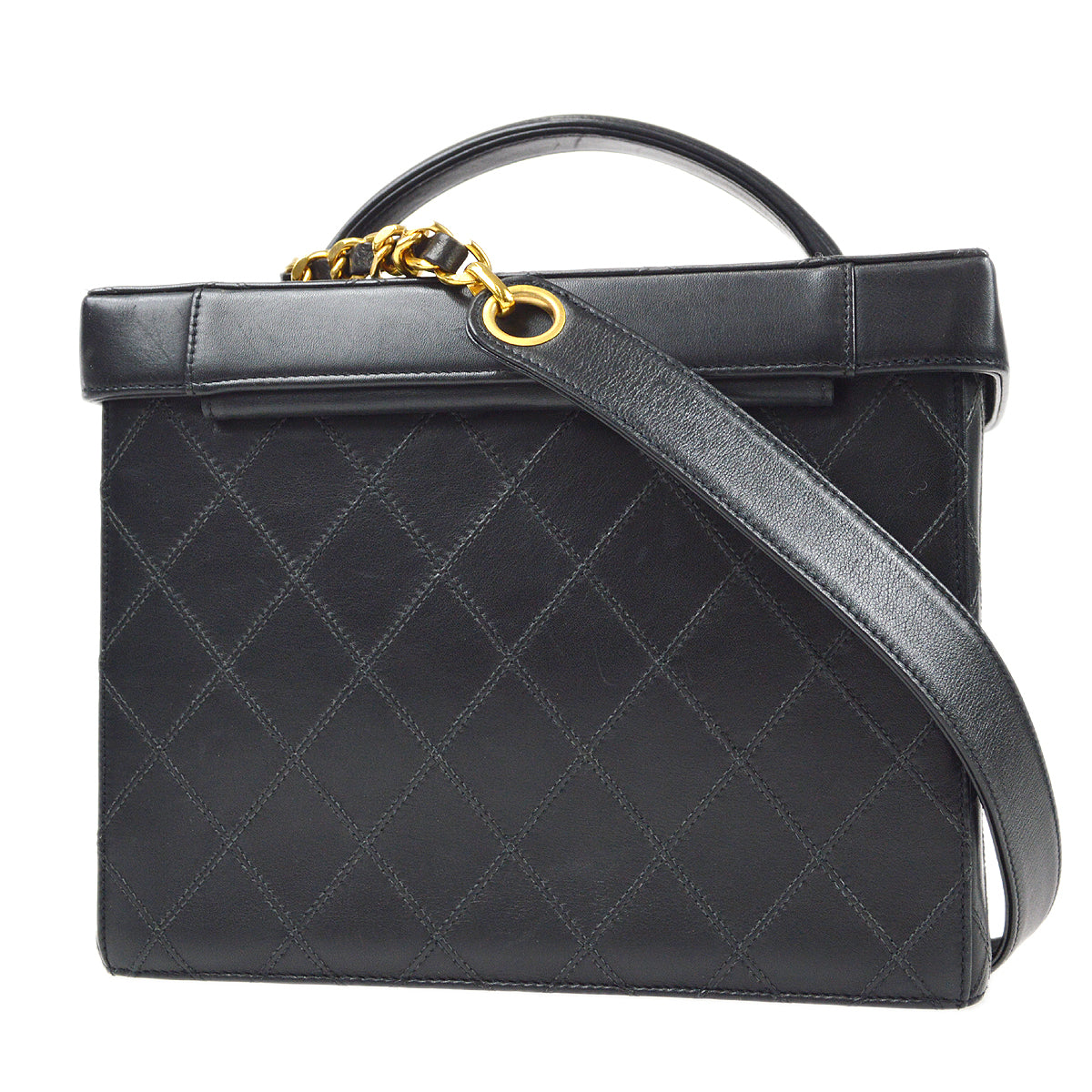 Chanel 1994-19996 Cosmoline Vanity Handbag Black Lambskin