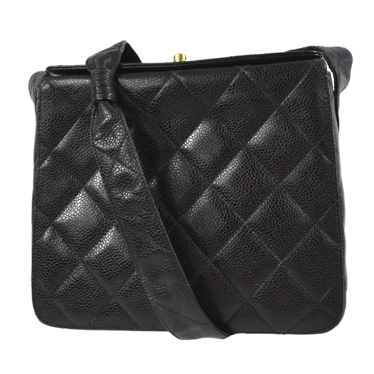 CHANEL 1996-1997 Box Shoulder Bag Mini Black Caviar 88125