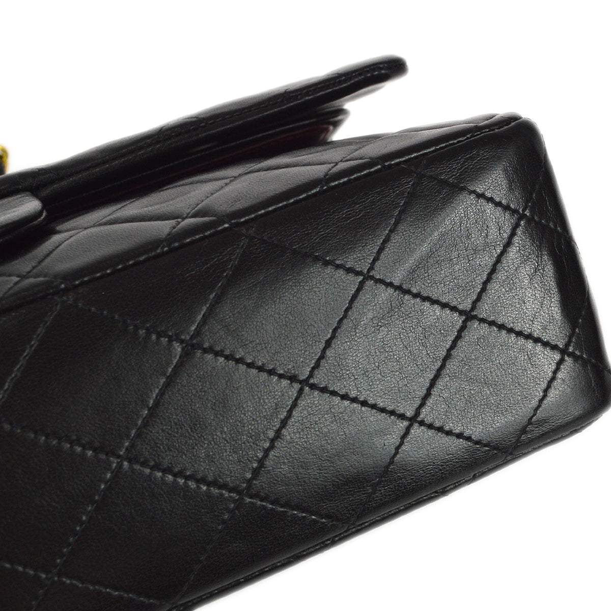 CHANEL Classic Double Medium Shoulder Bag Black Lambskin 97710