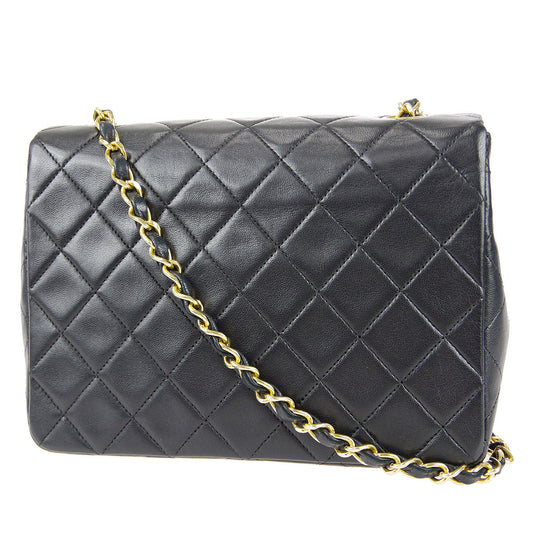 CHANEL Classic Flap Square Chain Shoulder Bag Black Lambskin 67730