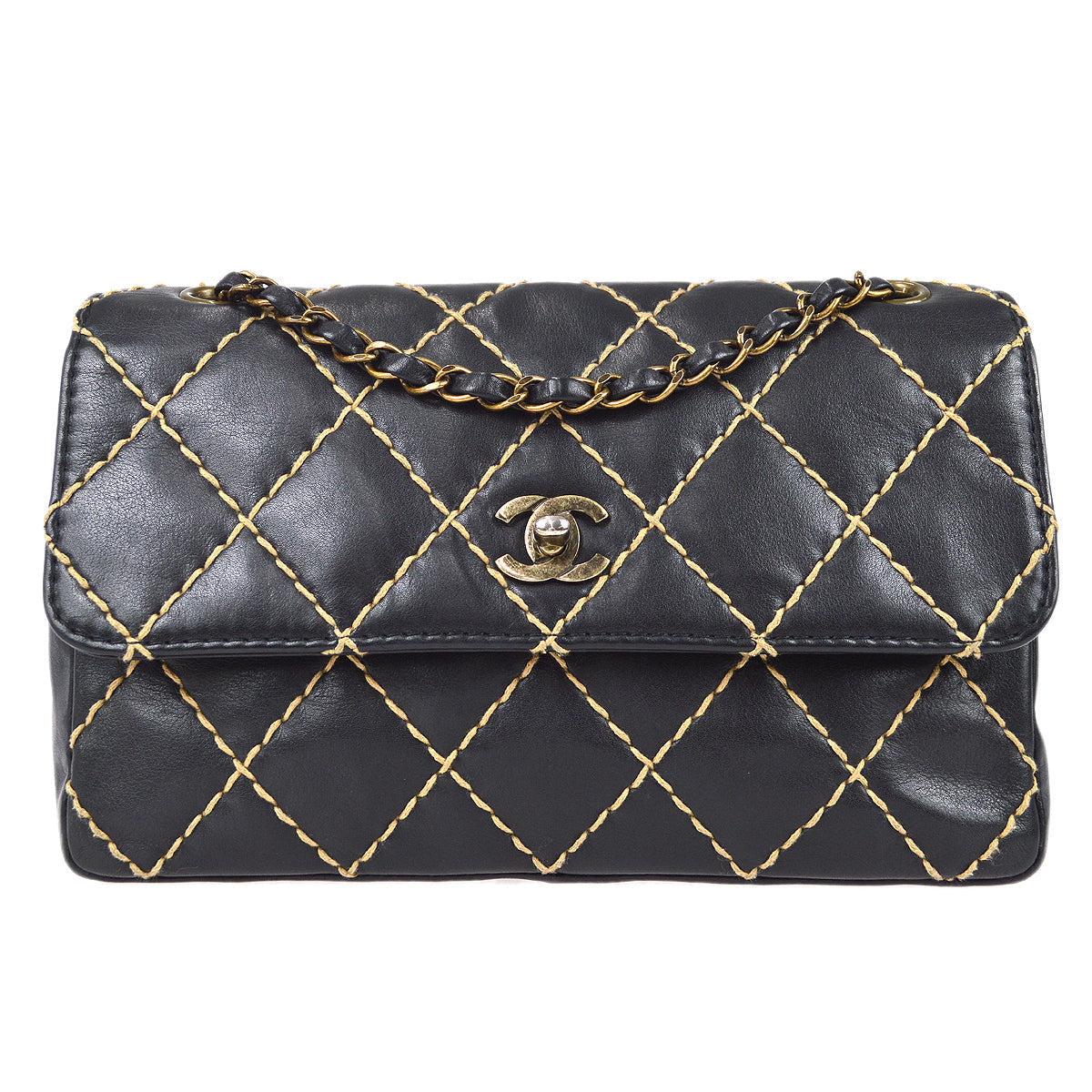 Chanel 2000-2001 Calfskin Wild Stitch Straight Flap Bag