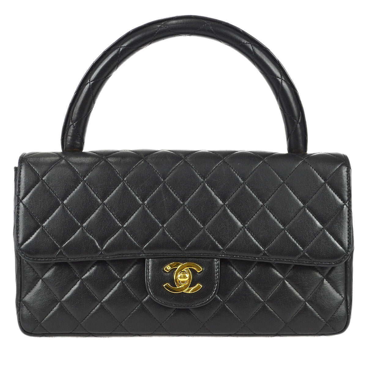 Chanel 1994 Classic Single Flap Medium Handbag Black Lambskin