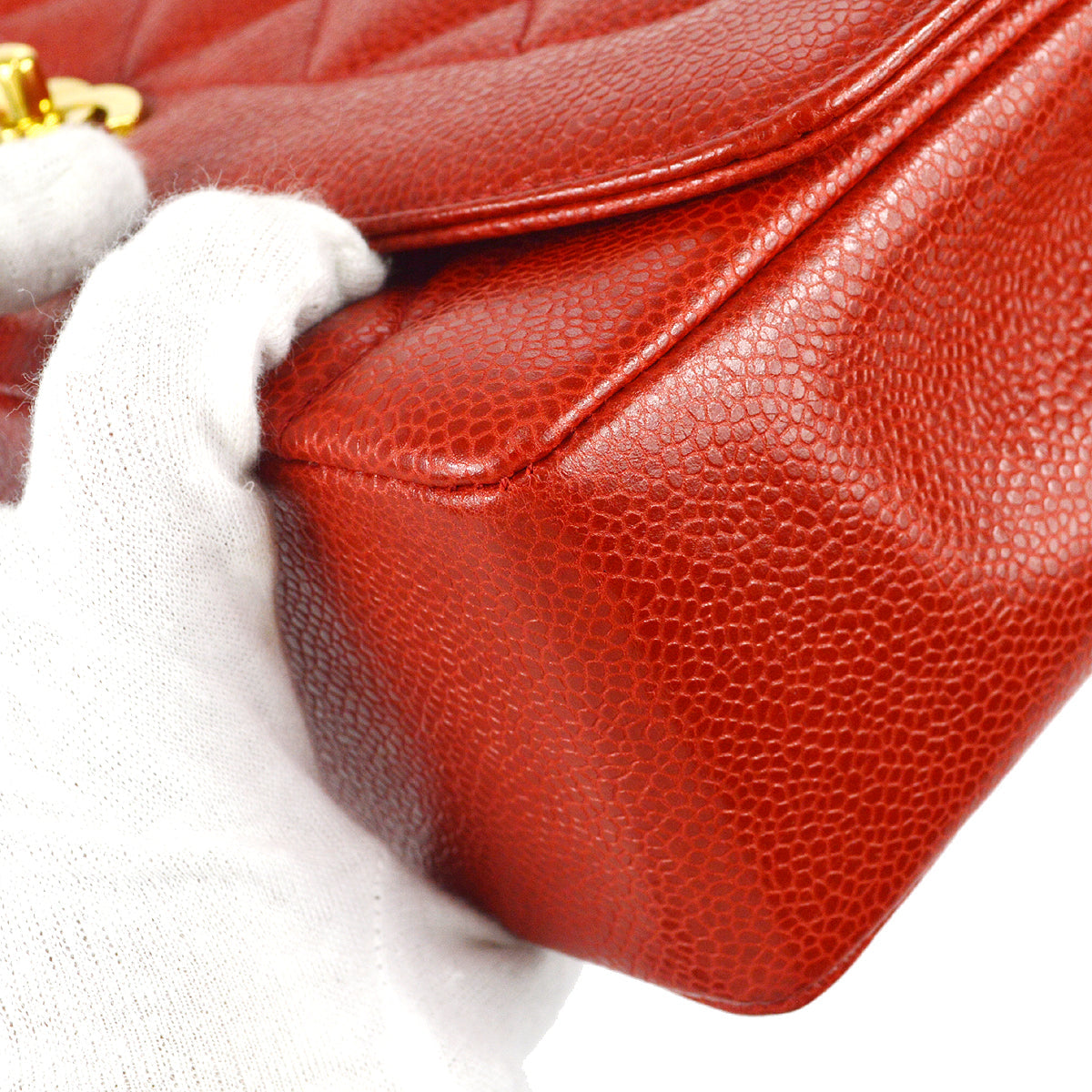 Chanel 1991-1994 Red Caviar Medium Diana Flap Bag