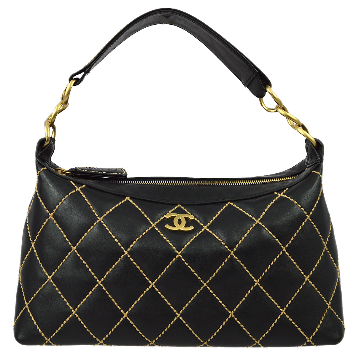 Chanel 2003-2004 Black Calfskin Wild Stitch Handbag