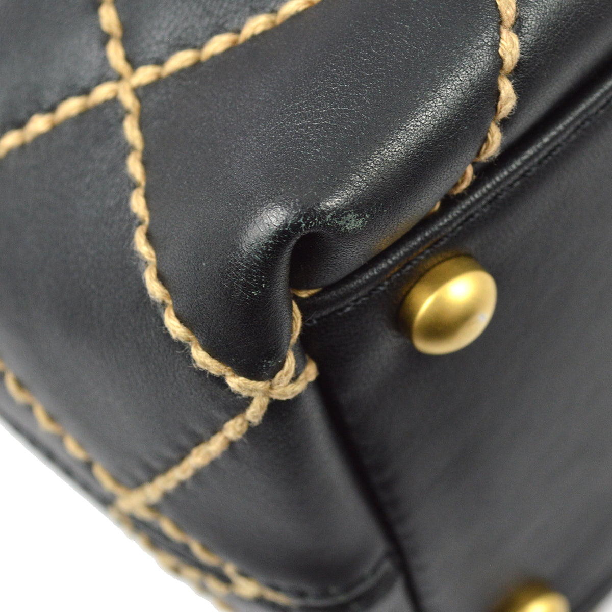Chanel 2003-2004 Black Calfskin Wild Stitch Handbag