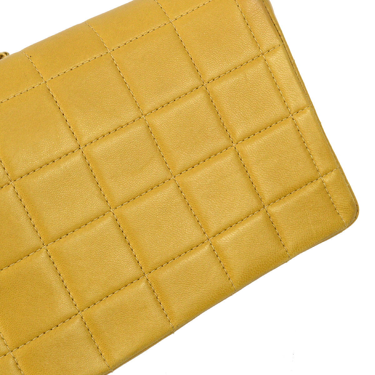 Chanel 2001-2003 Beige Lambskin Choco Bar East West Flap Bag