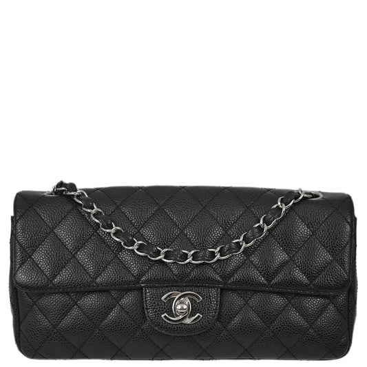Chanel 2005-2006 Black Caviar Skin East West Flap Bag SHW