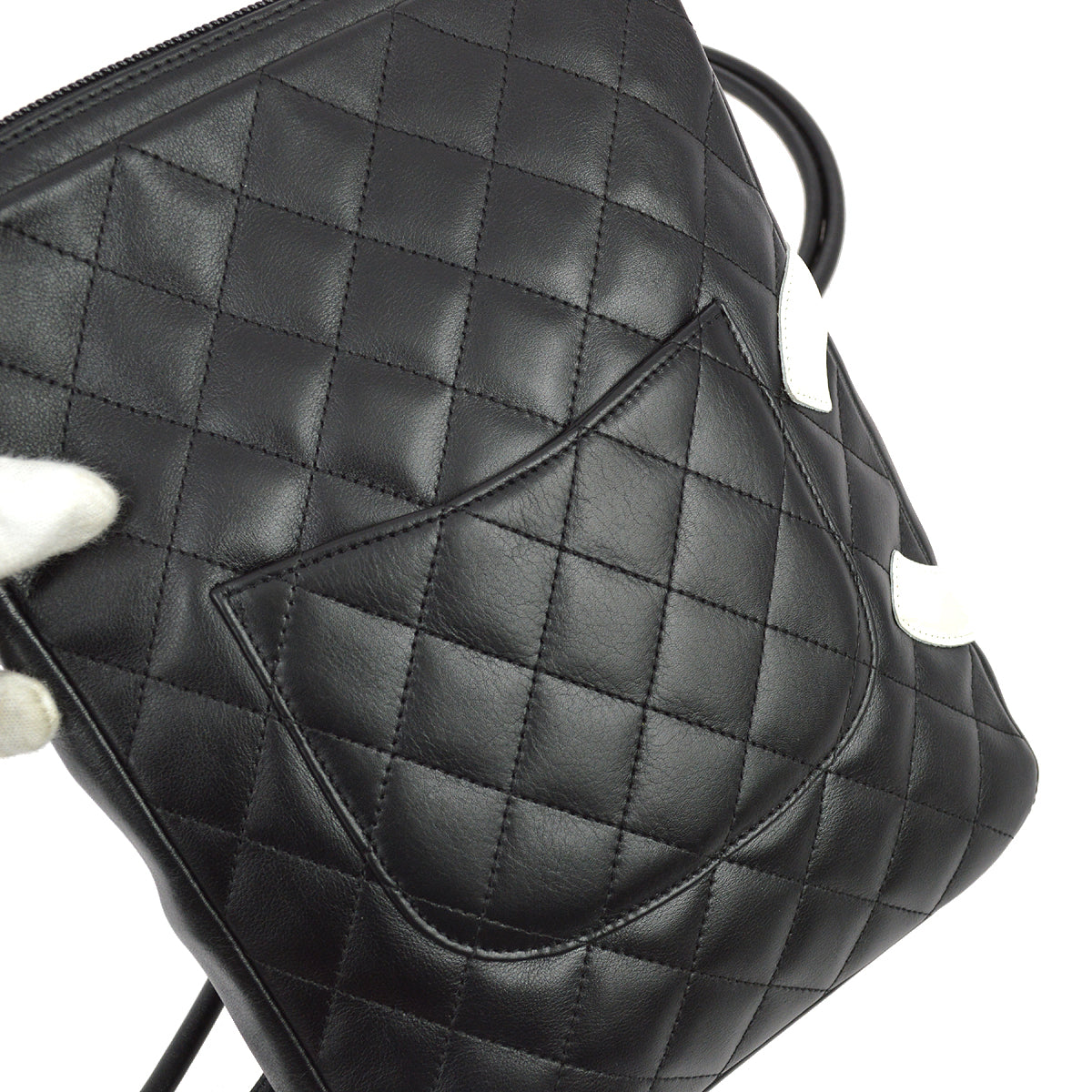 Chanel 2004-2005 Black Calfskin Cambon Ligne Shoulder Bagag